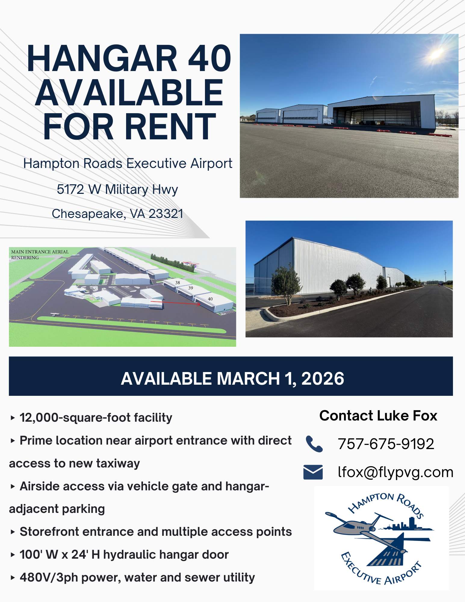 Corporate Hangar 40 - Aircraft Hangar monthly rental - Hangar Direct